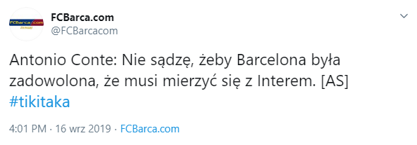 SŁOWA Conte na temat rywalizacji Barcy z Interem :D